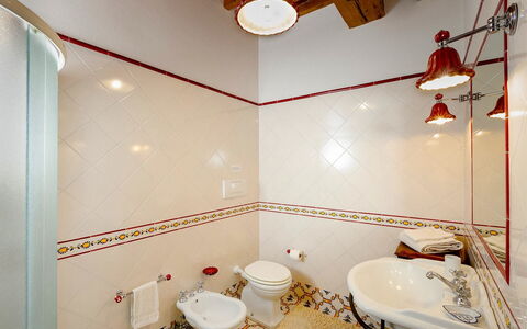 Villa Scianellone: Plumbing Fixture, Bathroom Sink, Bathroom, Sink, Toilet, Interior Design, Lighting, Tap, Toilet Seat, Mirror