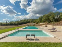 There is a swimming pool for adults and a swimming pool for children