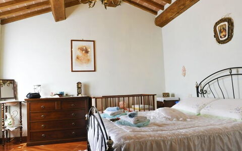 Casetta i Ciliegi: Bedroom, Bed, Room, Furniture, Property, Bed Sheet, Bed Frame, Bedding, Ceiling, Interior Design