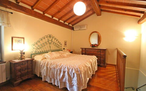 Casa Daniela: Furniture, Bed, Interior Design, Bedroom, Bedding, Bed Sheet, Wood, Ceiling, Floor, Flooring