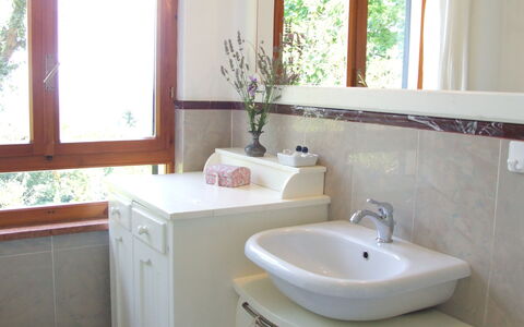 Villa La Quercia: Bathroom, Room, Property, Floor, Sink, Interior Design, Bathroom Cabinet, Wall, Bathtub, House