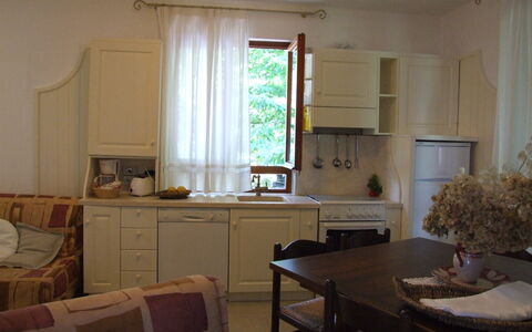 Villa La Quercia: Room, Furniture, Property, Interior Design, Building, Floor, House, Table, Kitchen, Living Room