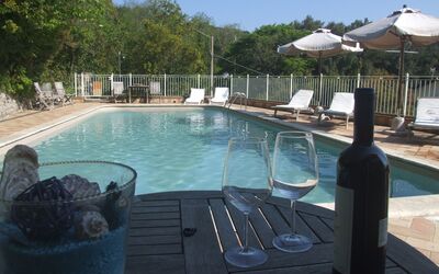 Villa Il Castagno: Water, Property, Swimming Pool, Azure, Plant, Tree, Outdoor Furniture, Bottle, Sky, Leisure