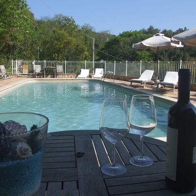 Villa Il Castagno: Water, Property, Swimming Pool, Azure, Plant, Tree, Outdoor Furniture, Bottle, Sky, Leisure